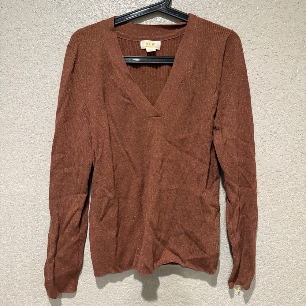 Maeve V-Neck Brown Sweater